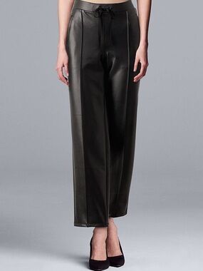 Simply Vera Vera Wang Black Faux Leather Cropped Pants